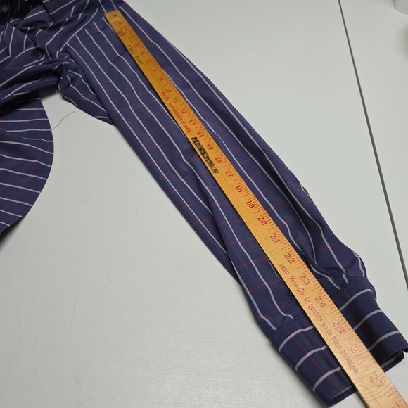 Mizzen Main Shirt Men XL Blue Check Leeward Button Up‎ Trim Fit Stretch Office - Picture 10 of 12